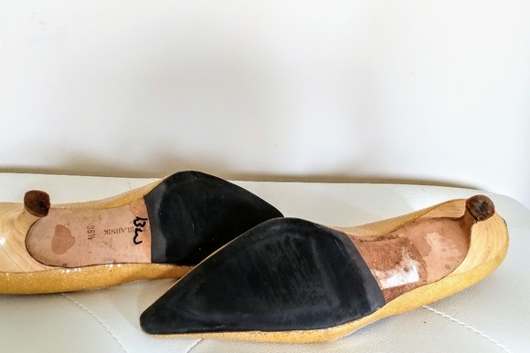 Manolo Blahnik gold mesh snake skin shimmer 👡 - Picture 6 of 8